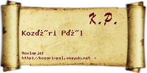 Kozári Pál névjegykártya