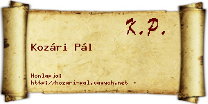 Kozári Pál névjegykártya